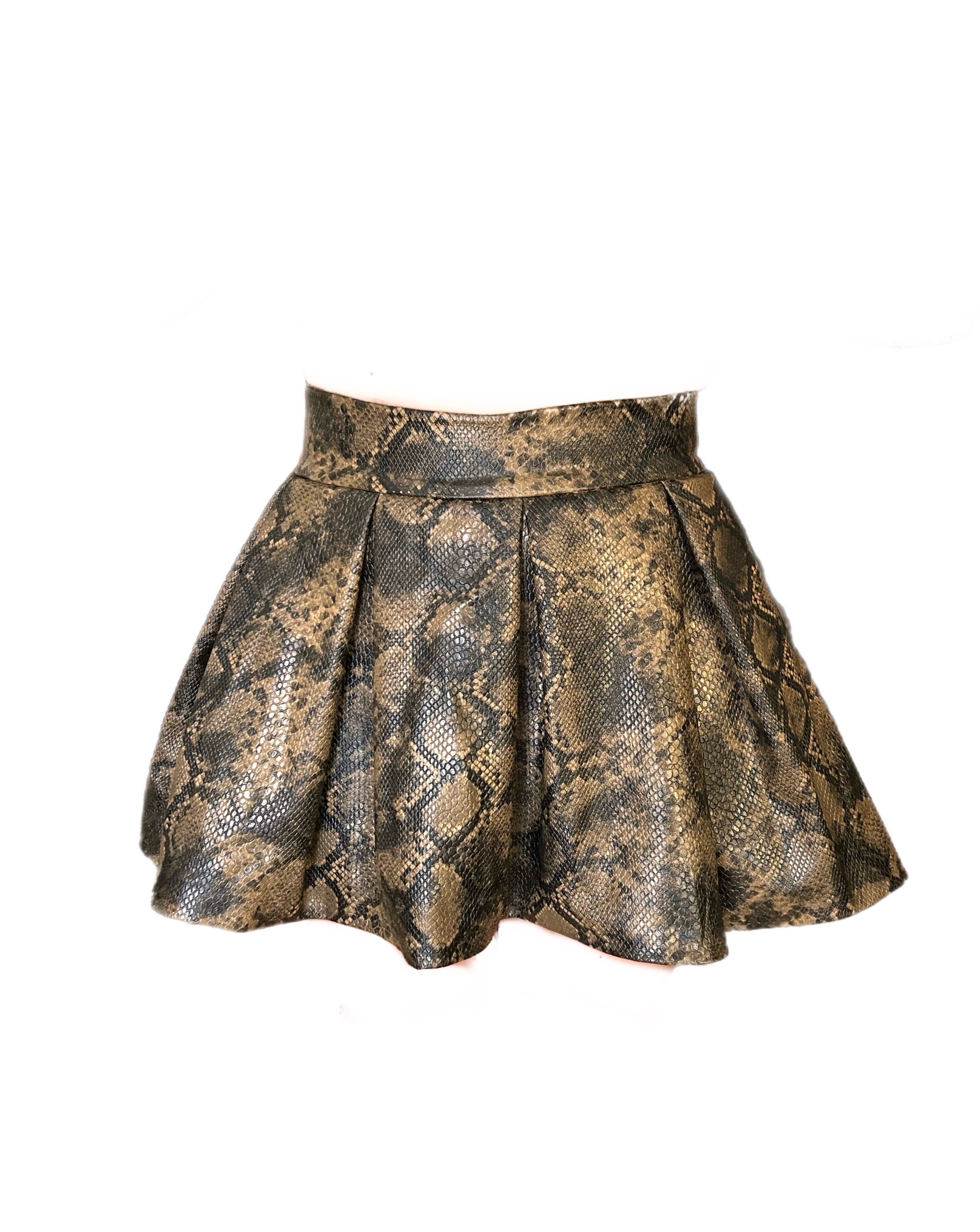 Pileli mini deri etek