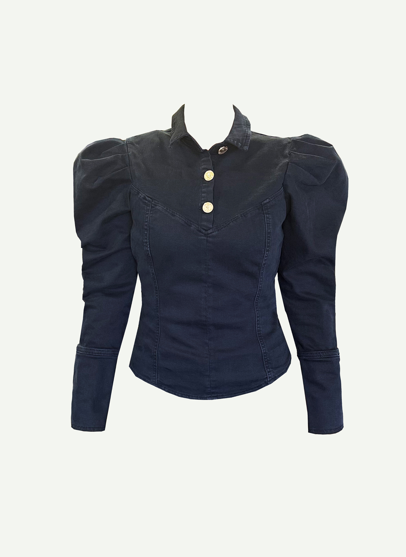 RG-508 Karpuz kol lacivert denim gömlek